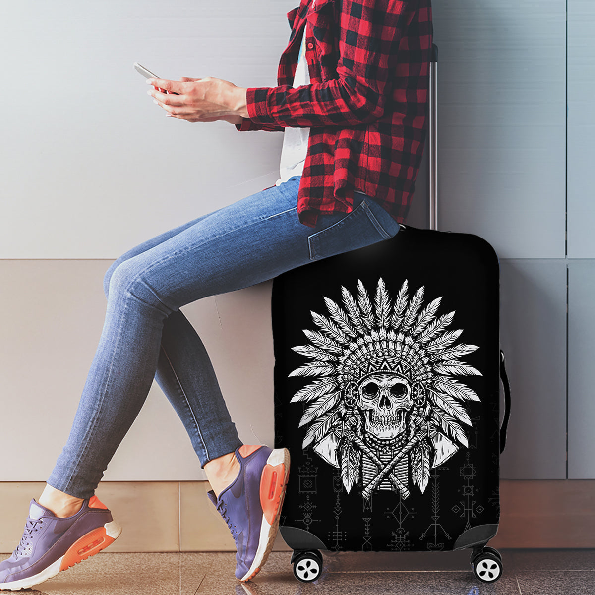 Skull Luggage Cover Chief Skeleton - Wonder Print Shop