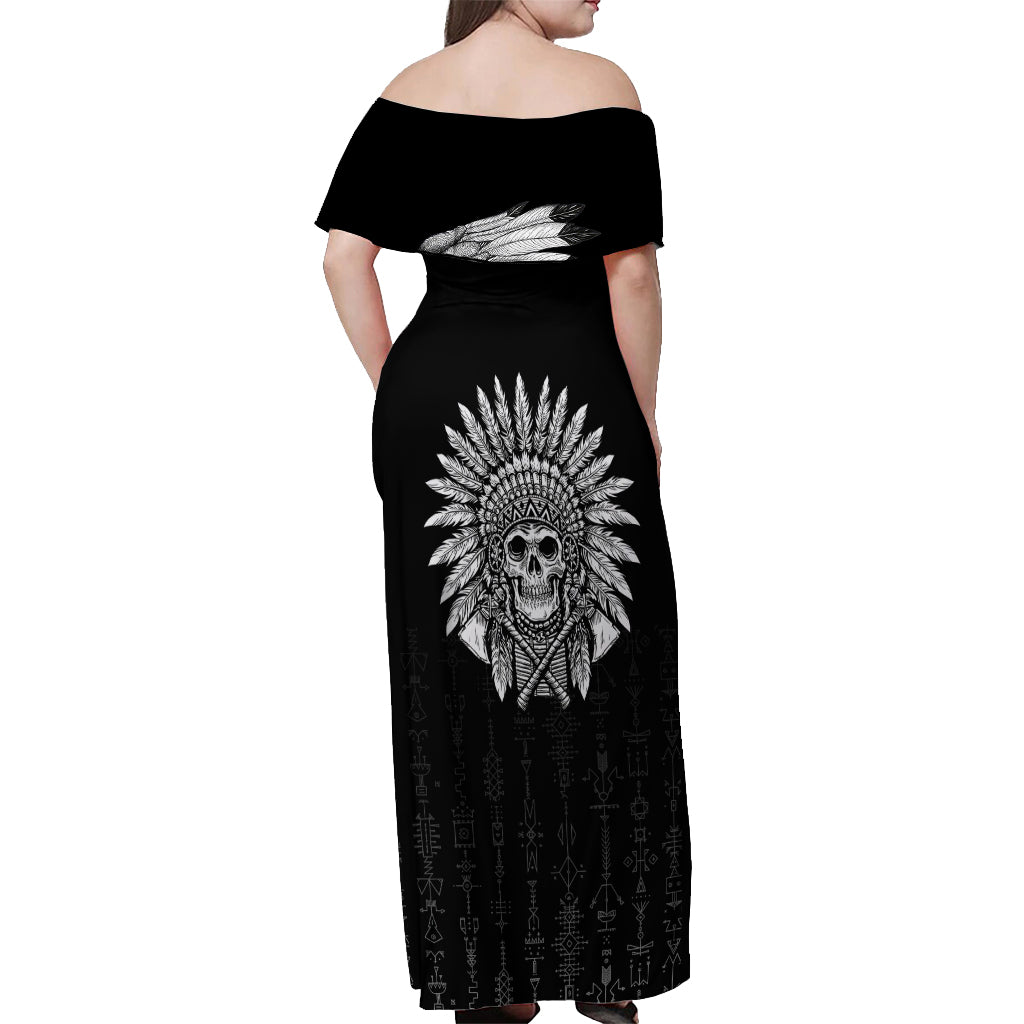 Skull Off Shoulder Maxi Dress Chief Skeleton - Wonder Print Shop