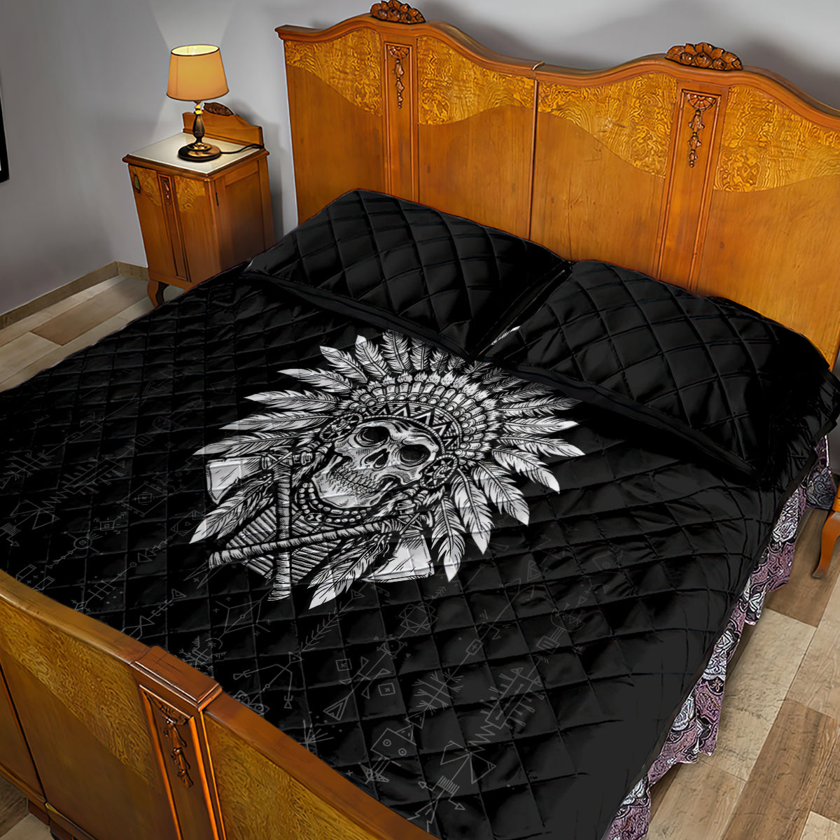 Skull Quilt Bed Set Chief Skeleton - Wonder Print Shop