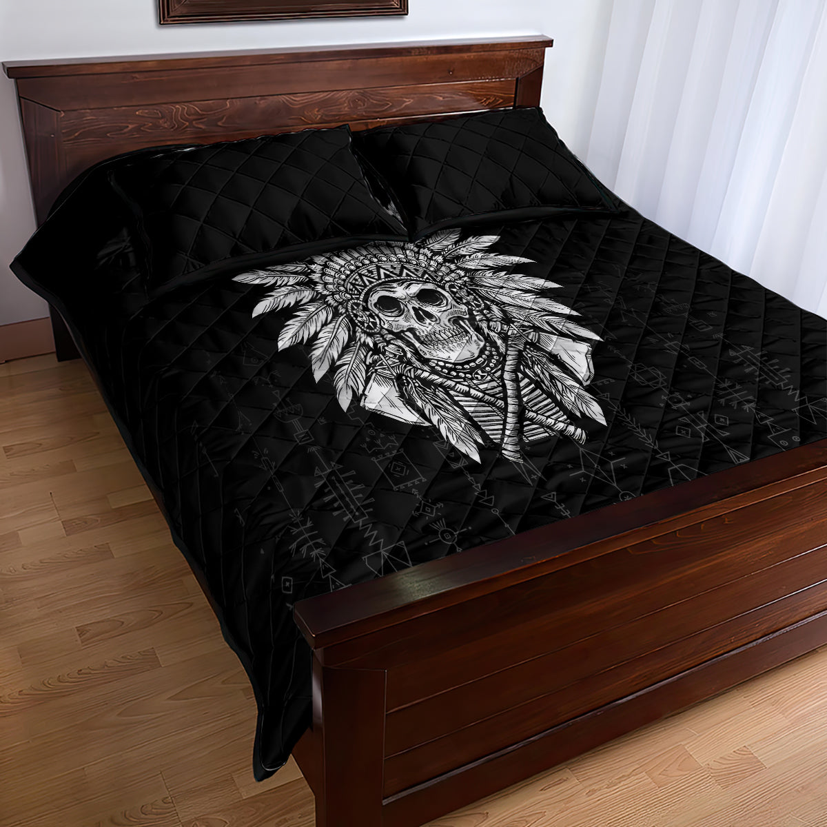 Skull Quilt Bed Set Chief Skeleton - Wonder Print Shop