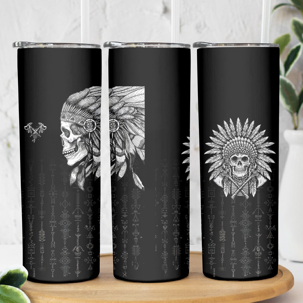 Skull Skinny Tumbler Chief Skeleton - Wonder Print Shop
