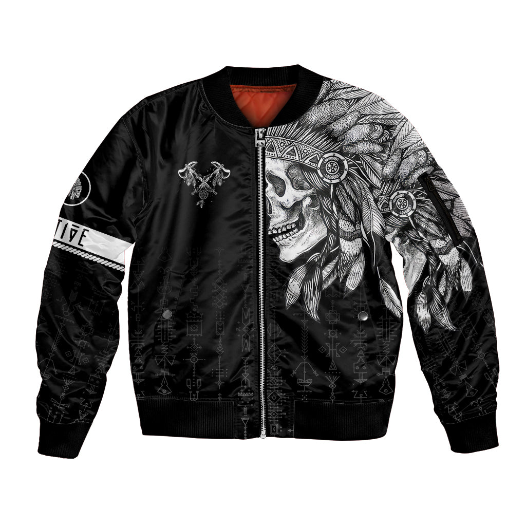 Skull Sleeve Zip Bomber Jacket Chief Skeleton - Wonder Print Shop