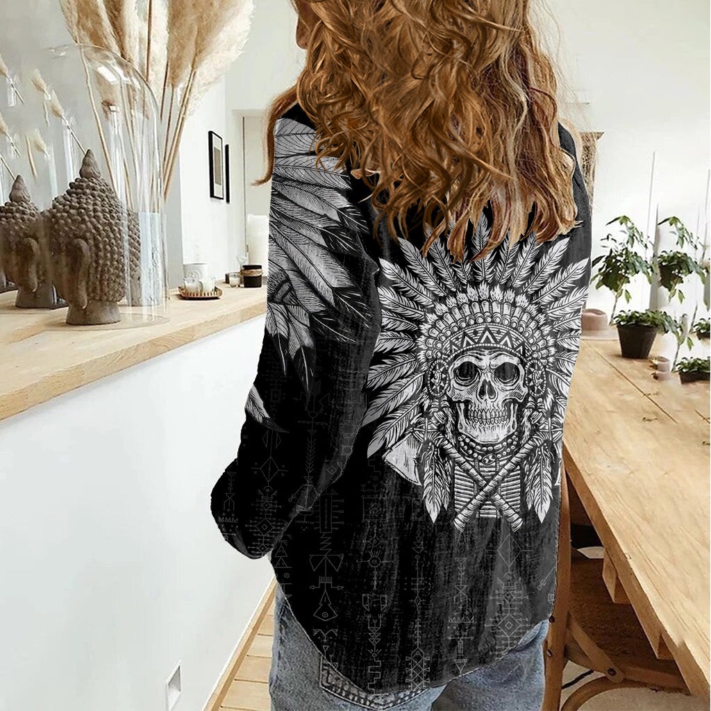 Skull Women Casual Shirt Chief Skeleton - Wonder Print Shop