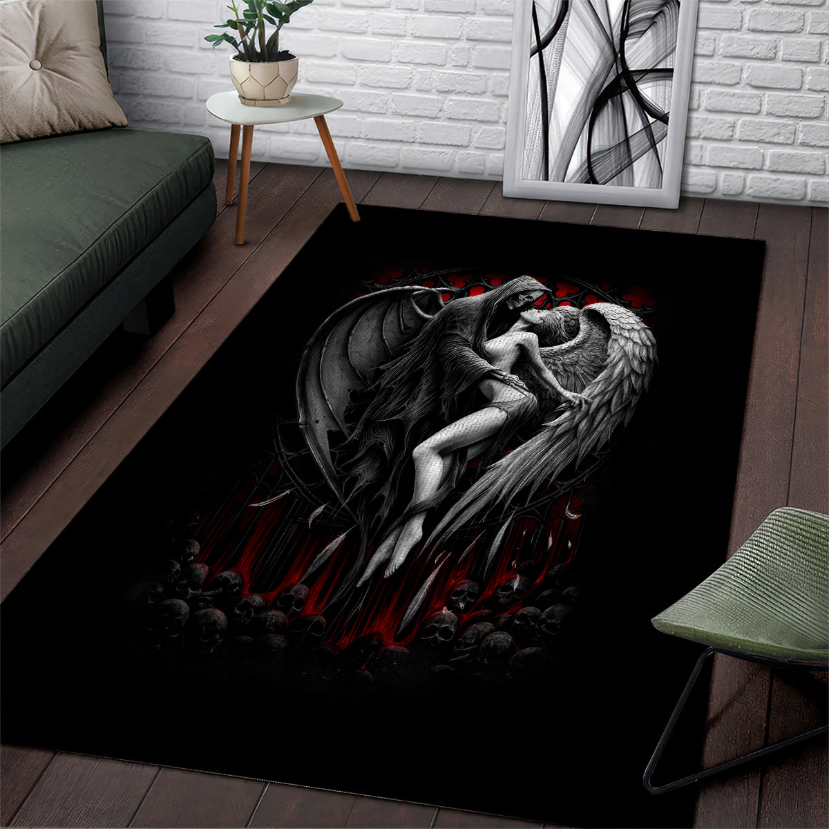 Skull Area Rug Death Angel In Love - Wonder Print Shop