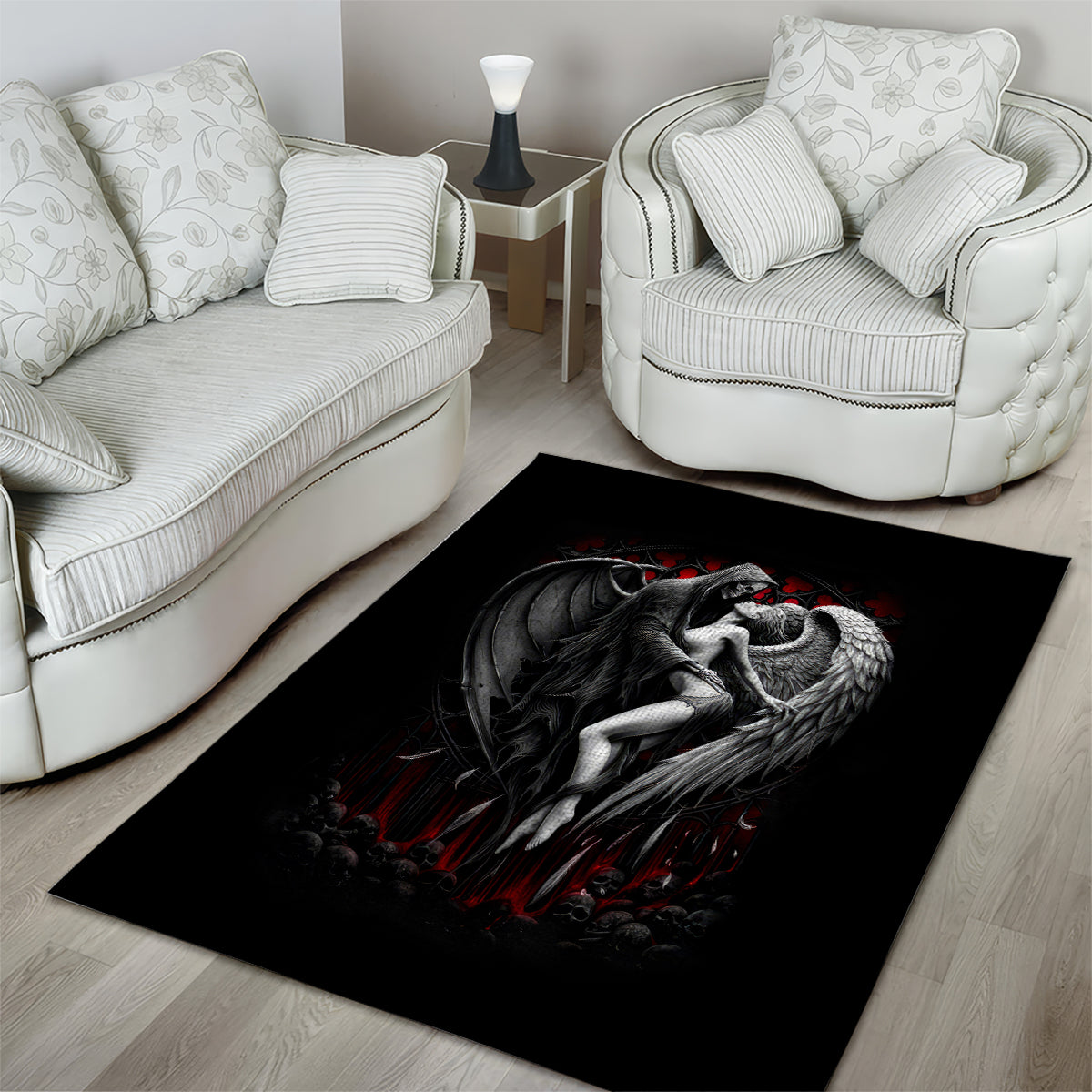 Skull Area Rug Death Angel In Love - Wonder Print Shop