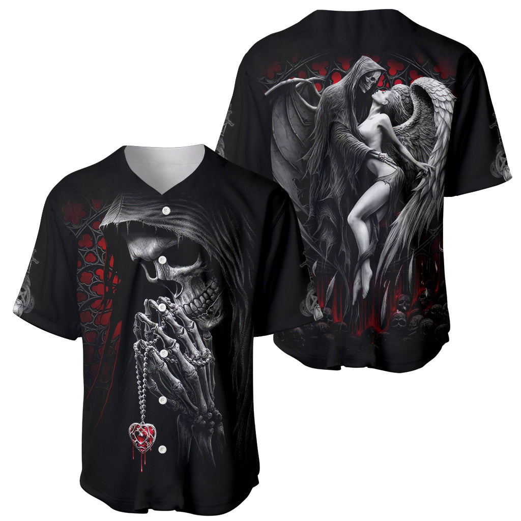 Skull Baseball Jersey Death Angel In Love - Wonder Print Shop