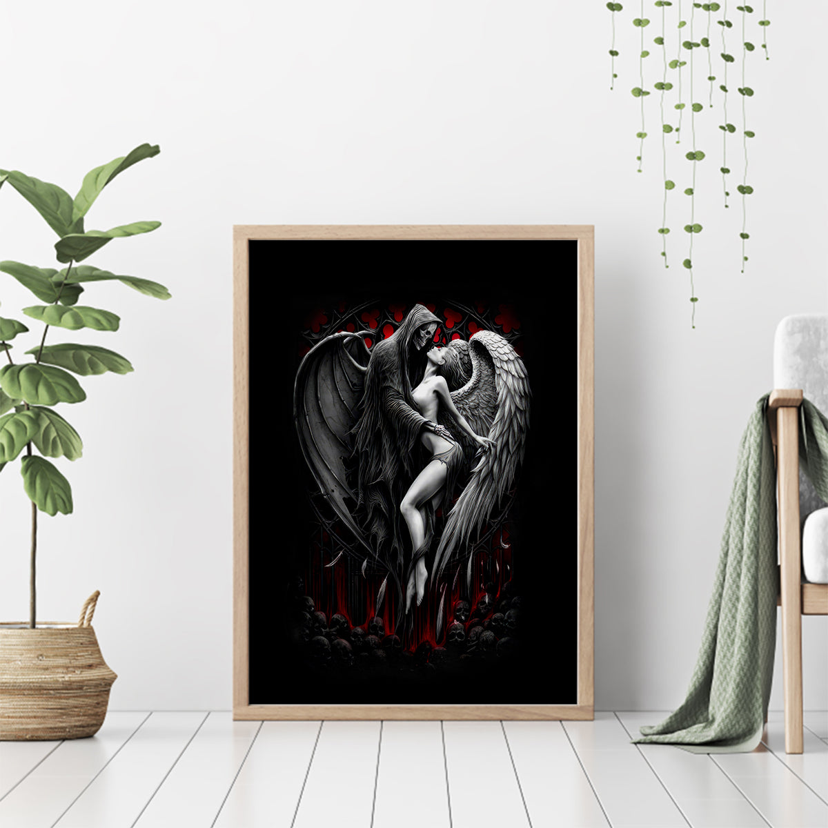 Skull Canvas Wall Art Death Angel In Love - Wonder Print Shop