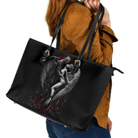 Skull Leather Tote Bag Death Angel In Love - Wonder Print Shop