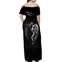 Skull Off Shoulder Maxi Dress Death Angel In Love - Wonder Print Shop