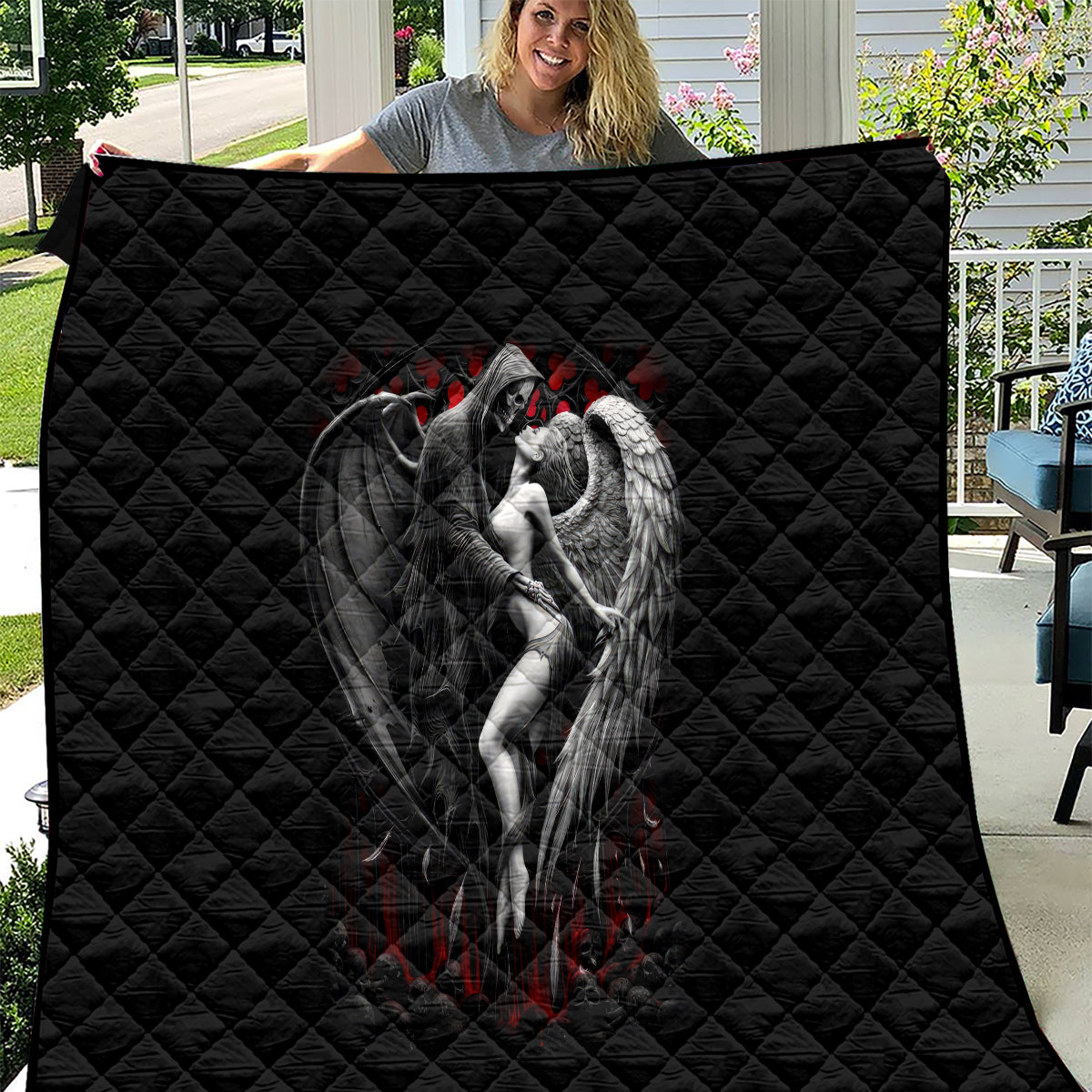 Skull Quilt Death Angel In Love - Wonder Print Shop