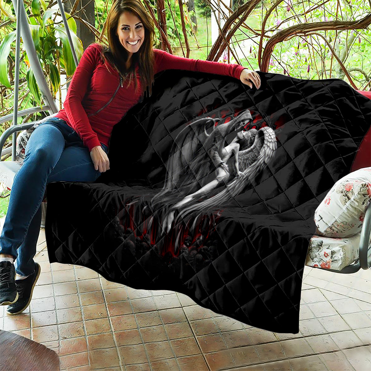 Skull Quilt Death Angel In Love - Wonder Print Shop