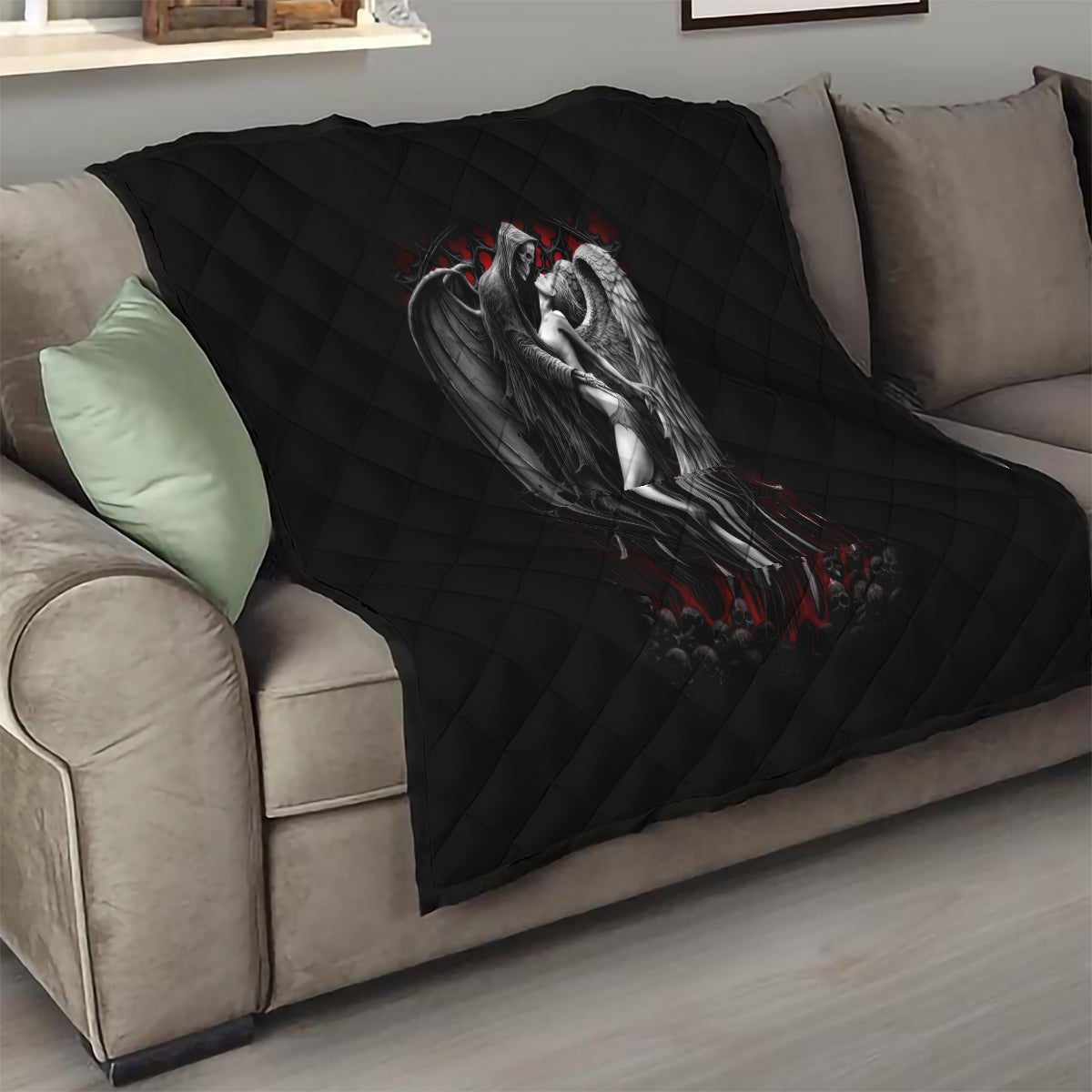 Skull Quilt Death Angel In Love - Wonder Print Shop