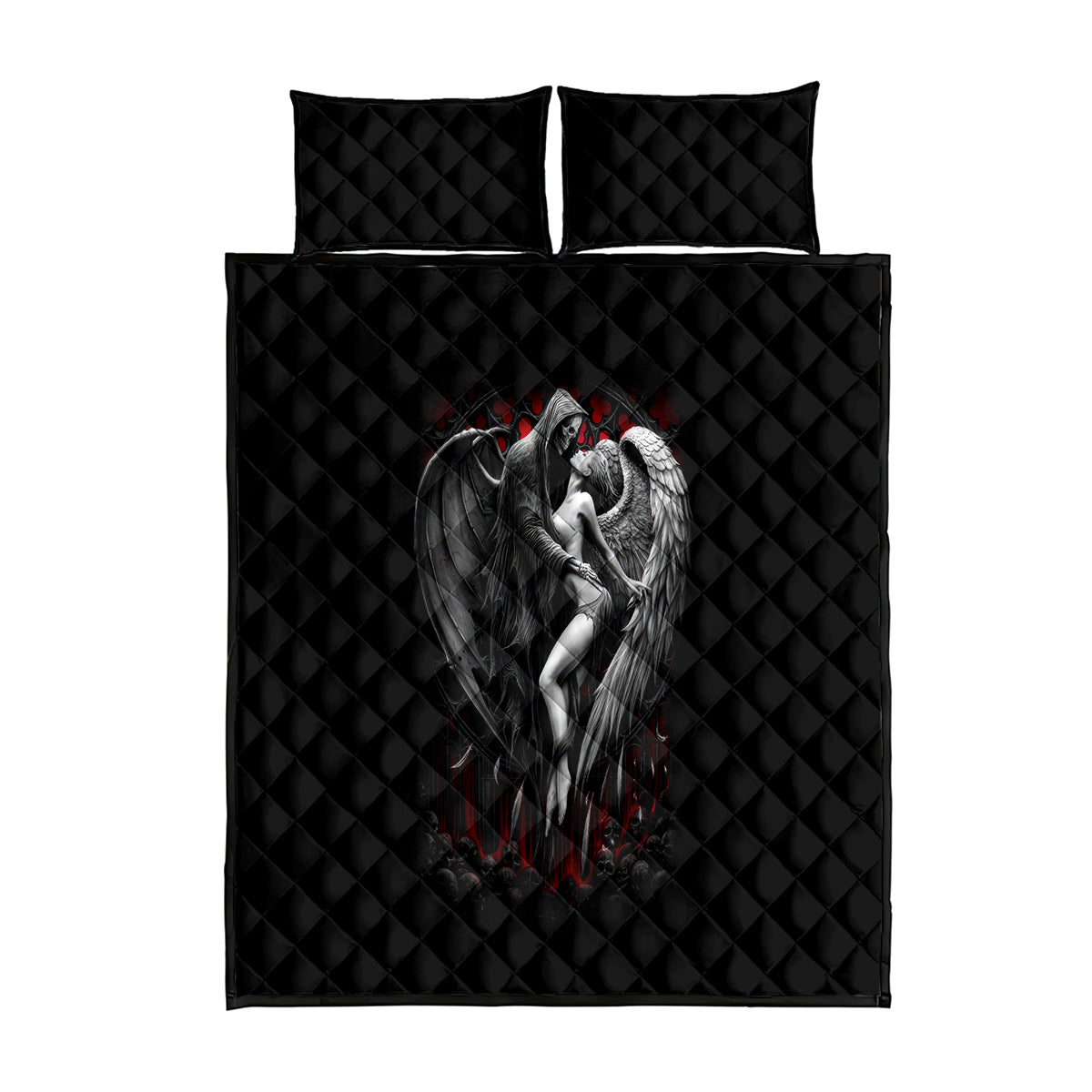 Skull Quilt Bed Set Death Angel In Love - Wonder Print Shop