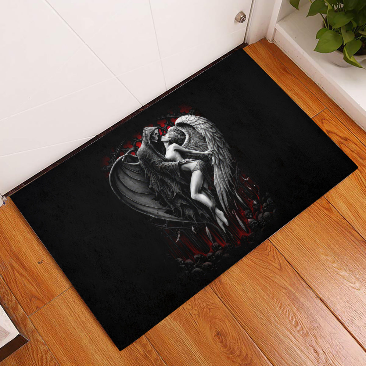 Skull Rubber Doormat Death Angel In Love - Wonder Print Shop