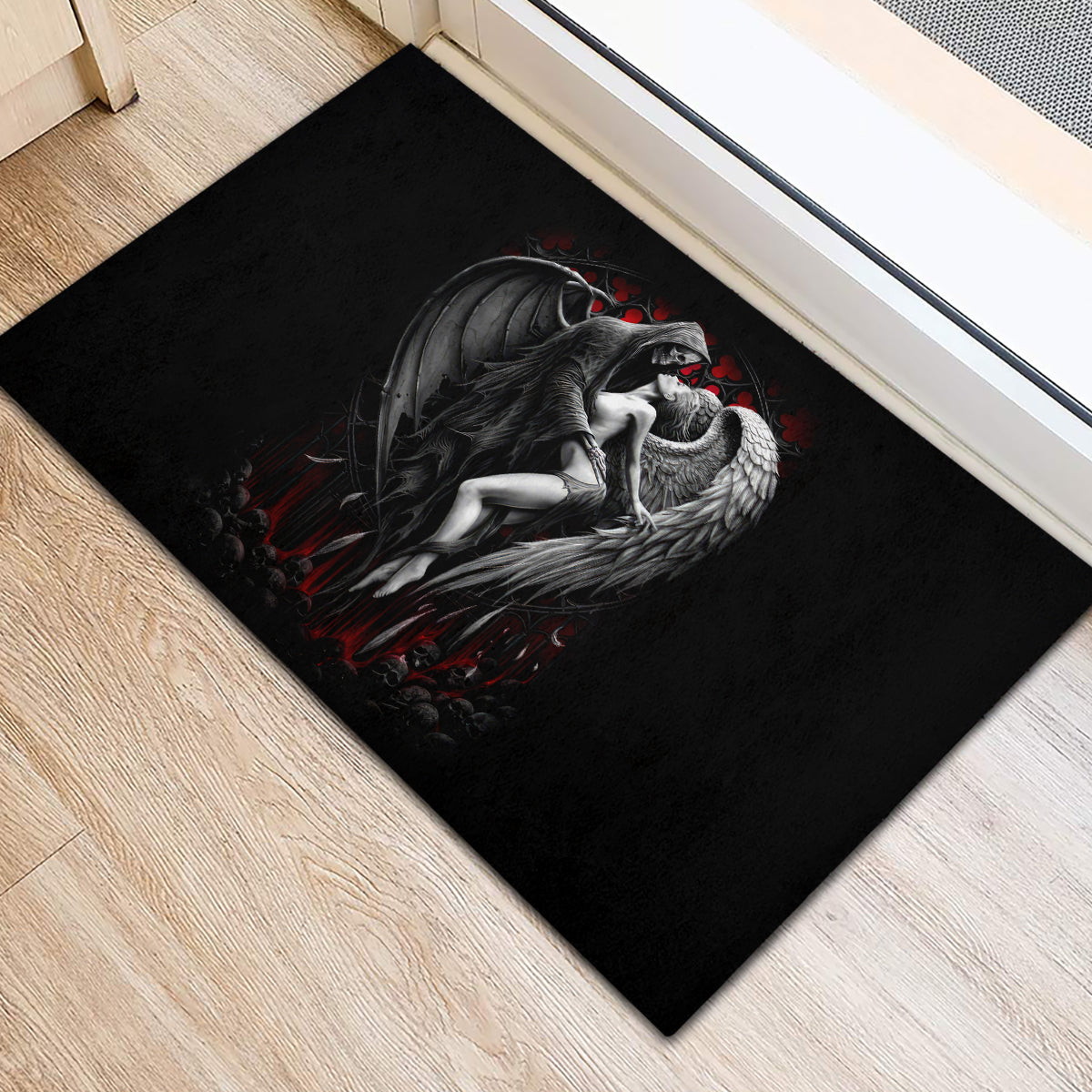 Skull Rubber Doormat Death Angel In Love - Wonder Print Shop