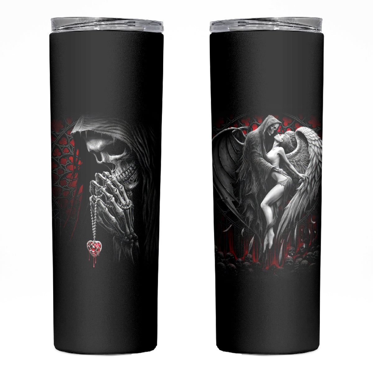 Skull Skinny Tumbler Death Angel In Love - Wonder Print Shop