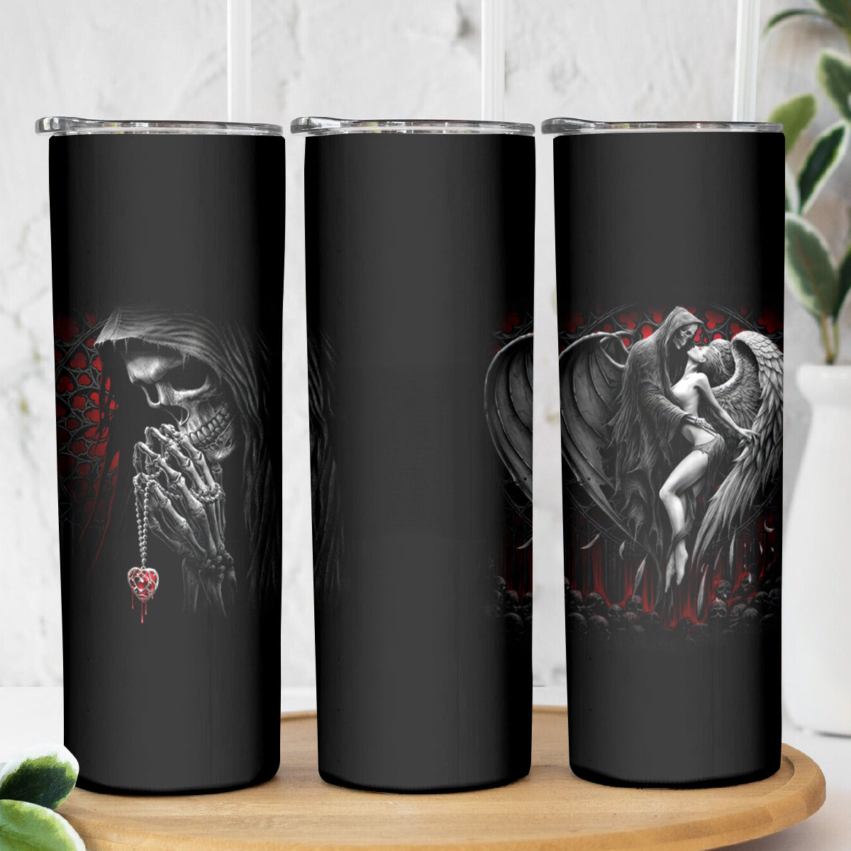 Skull Skinny Tumbler Death Angel In Love - Wonder Print Shop