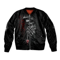 Skull Sleeve Zip Bomber Jacket Death Angel In Love - Wonder Print Shop