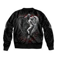 Skull Sleeve Zip Bomber Jacket Death Angel In Love - Wonder Print Shop