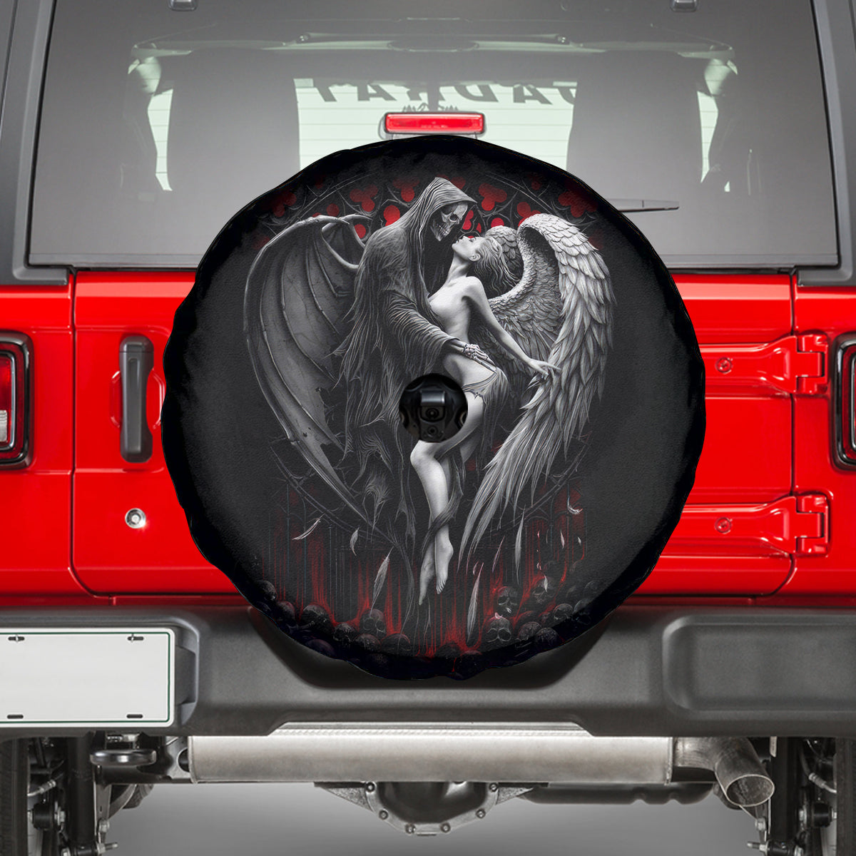 Skull Spare Tire Cover Death Angel In Love - Wonder Print Shop