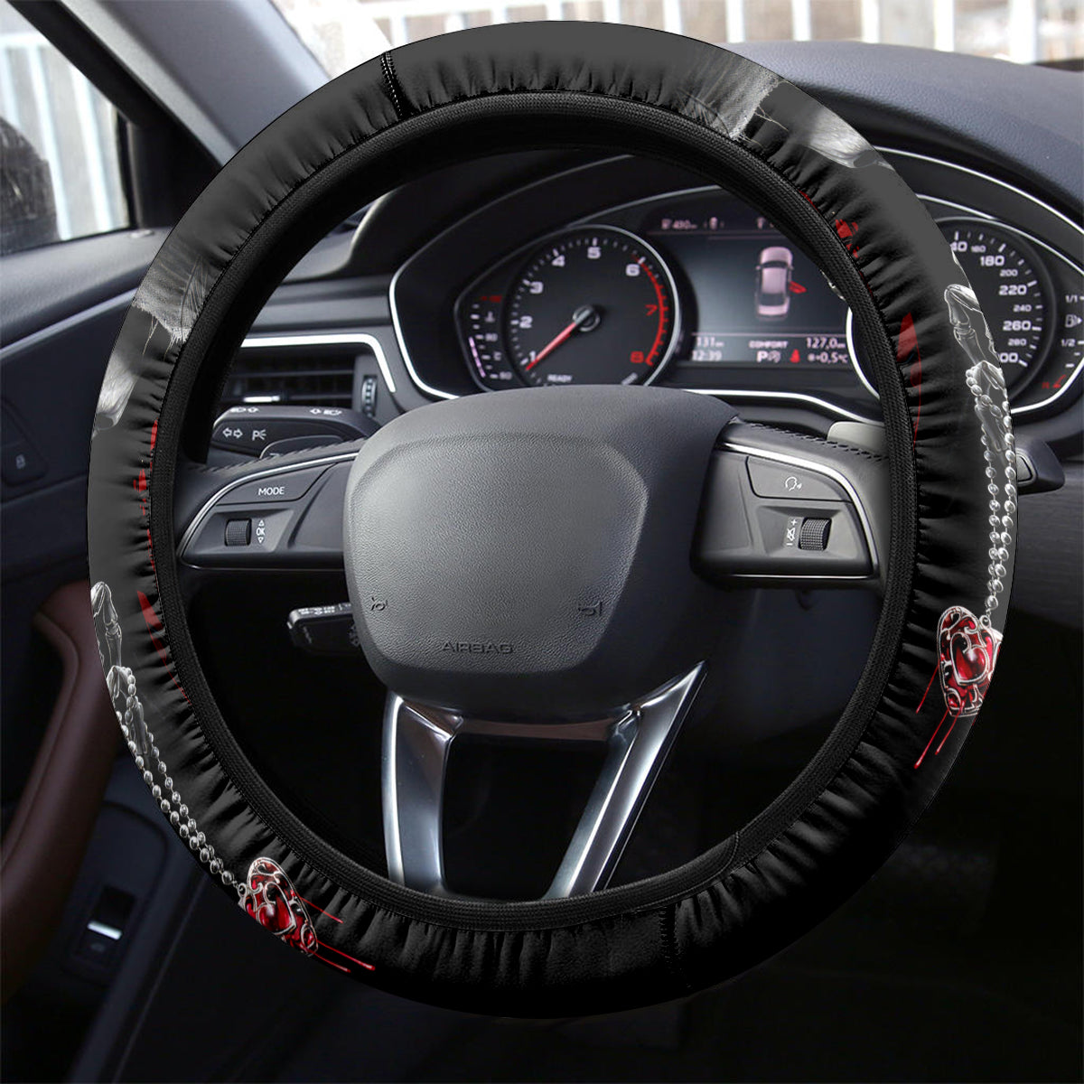 Skull Steering Wheel Cover Death Angel In Love - Wonder Print Shop