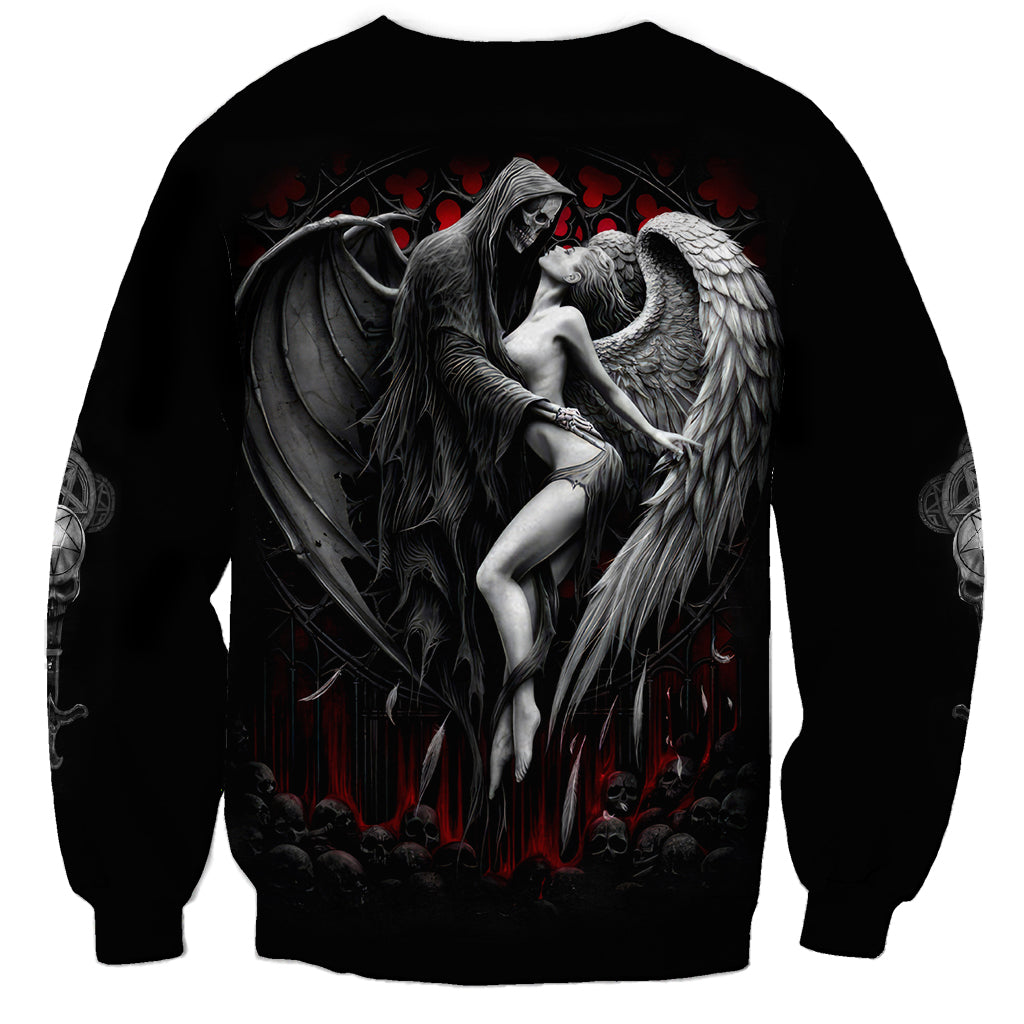 Skull Sweatshirt Death Angel In Love - Wonder Print Shop