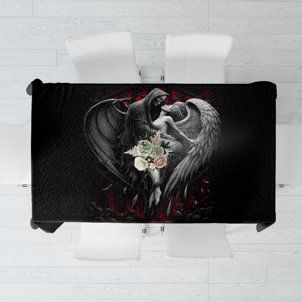 Skull Tablecloth Death Angel In Love - Wonder Print Shop