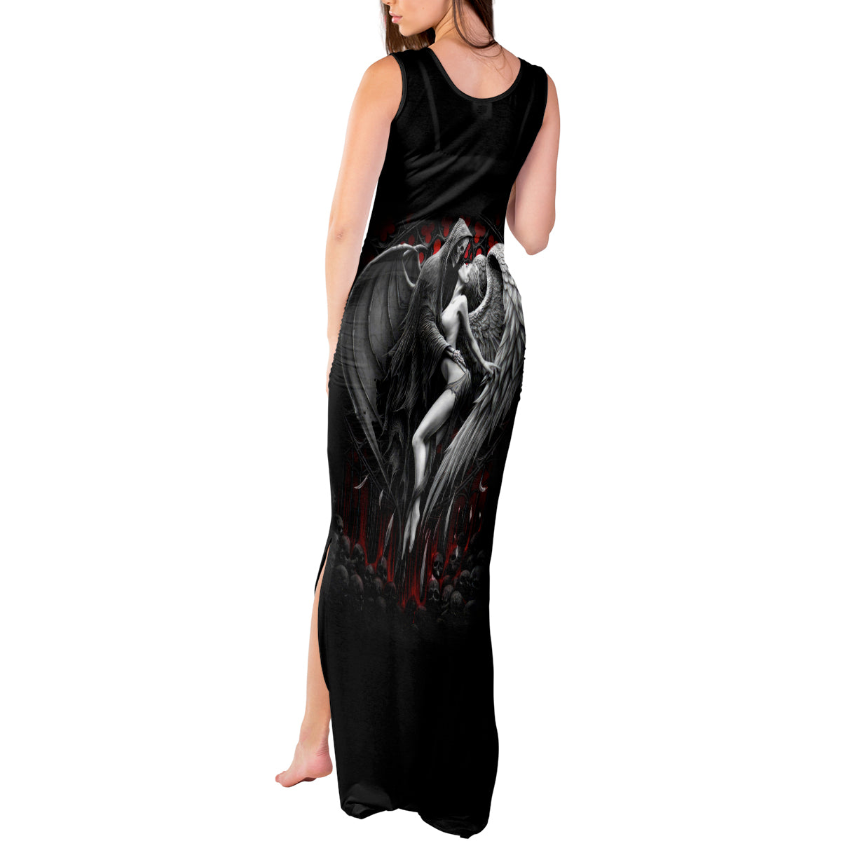 Skull Tank Maxi Dress Death Angel In Love - Wonder Print Shop