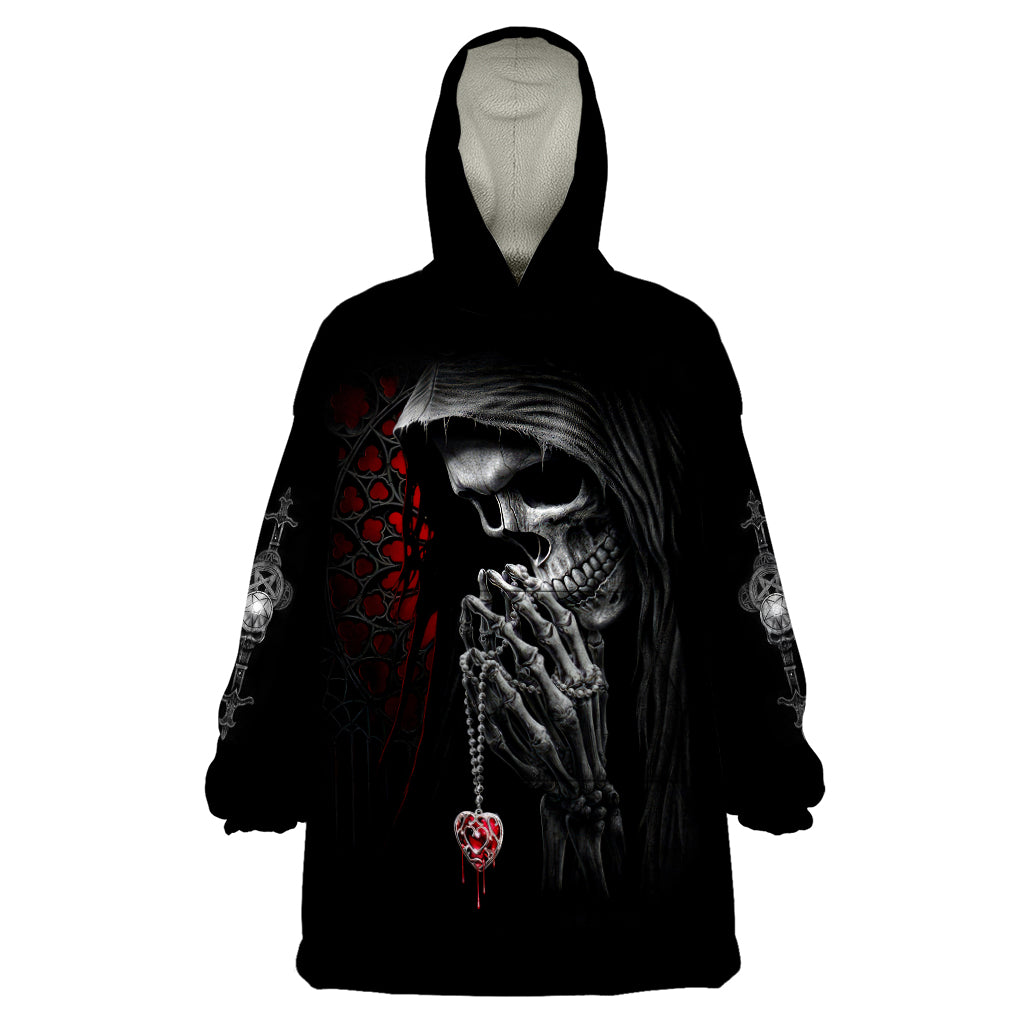 Skull Wearable Blanket Hoodie Death Angel In Love - Wonder Print Shop