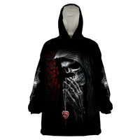 Skull Wearable Blanket Hoodie Death Angel In Love - Wonder Print Shop