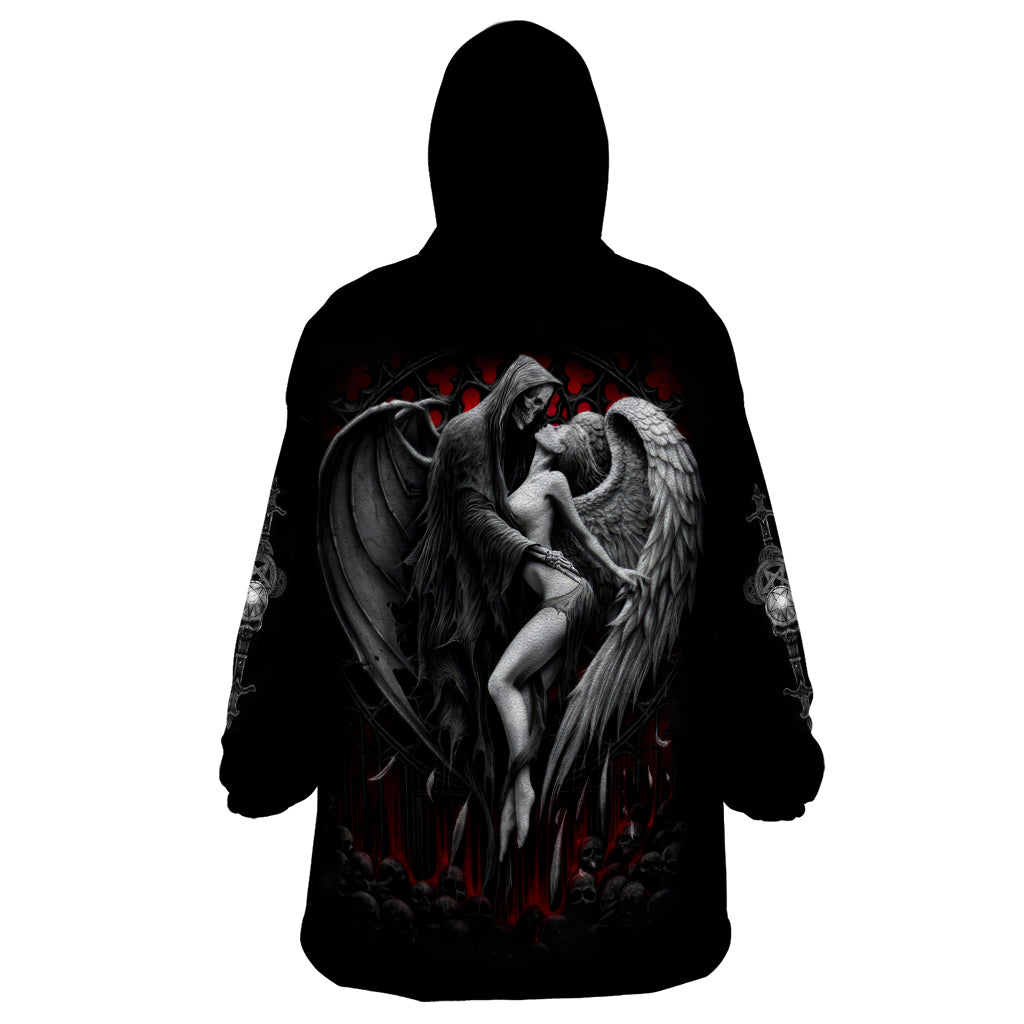 Skull Wearable Blanket Hoodie Death Angel In Love - Wonder Print Shop