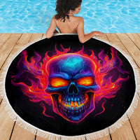 Skull Beach Blanket Purple Skull Fire - Wonder Print Shop