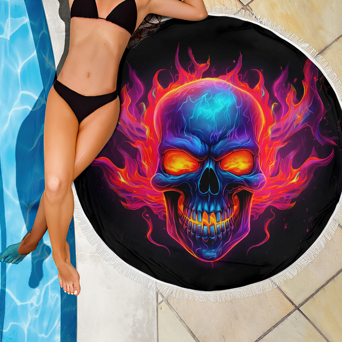 Skull Beach Blanket Purple Skull Fire - Wonder Print Shop