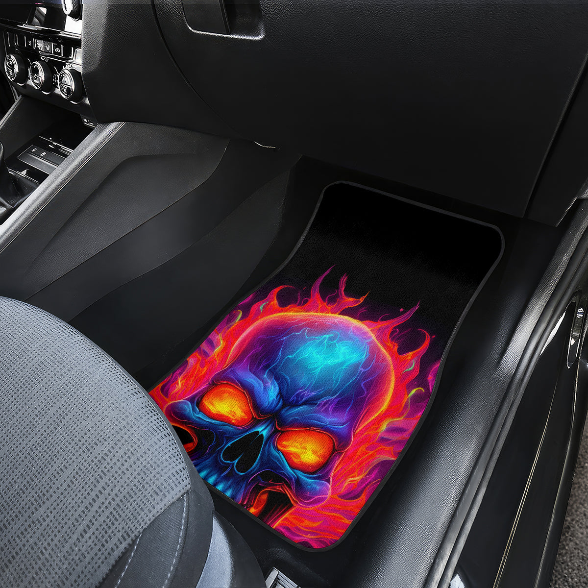 Skull Car Mats Purple Skull Fire - Wonder Print Shop