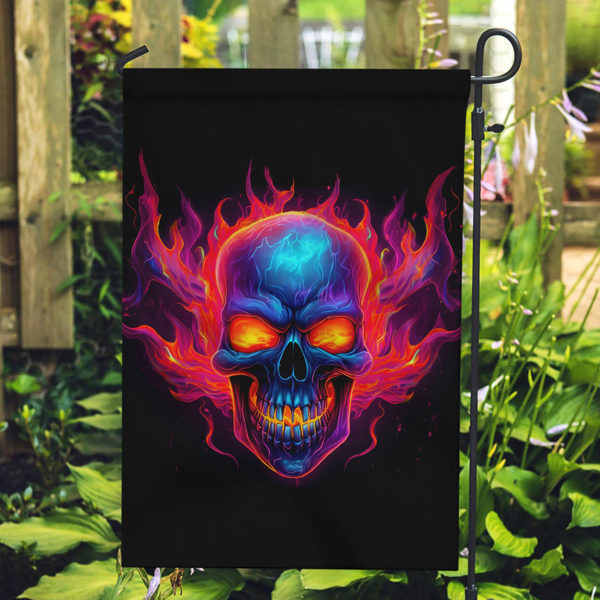 Skull Garden Flag Purple Skull Fire - Wonder Print Shop