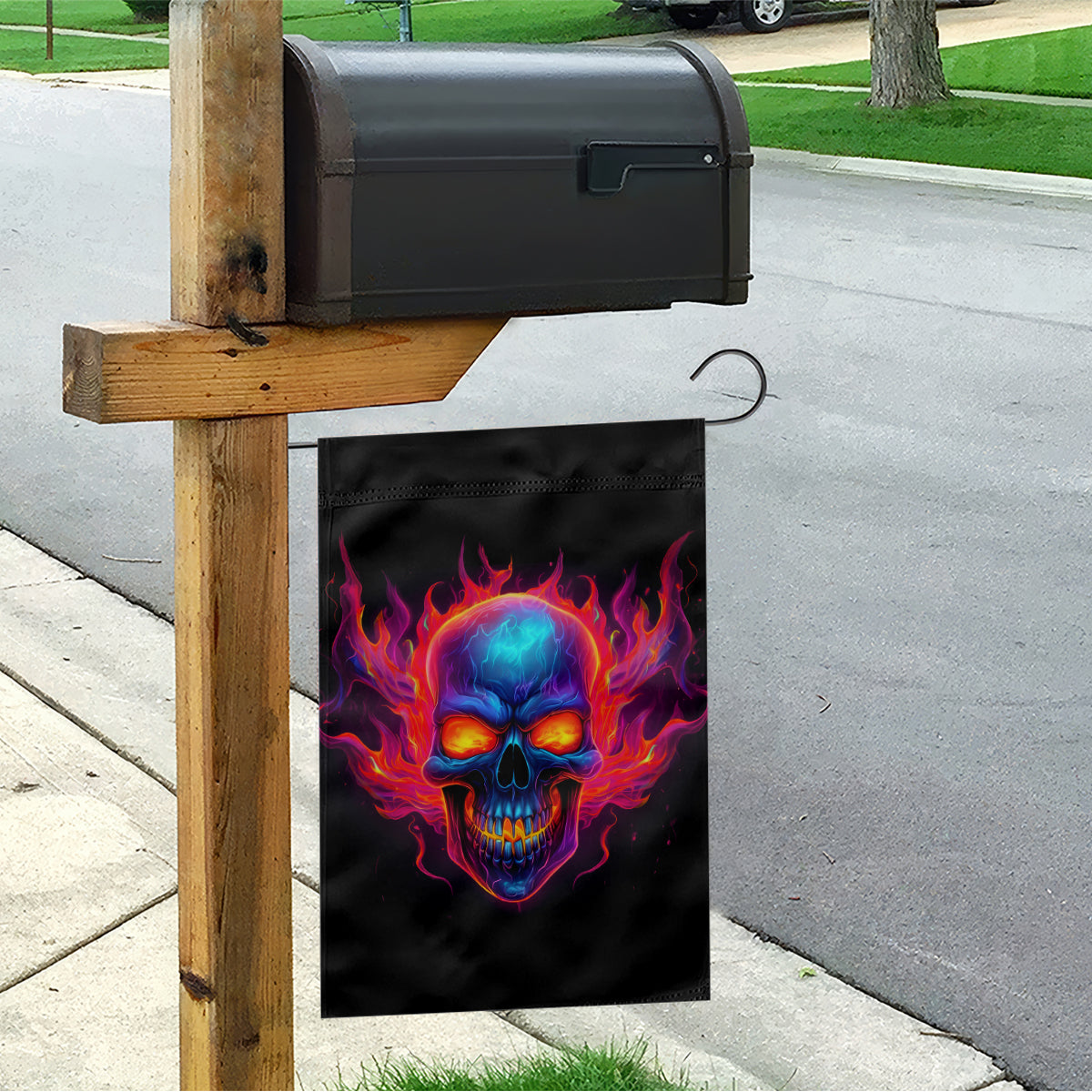 Skull Garden Flag Purple Skull Fire - Wonder Print Shop