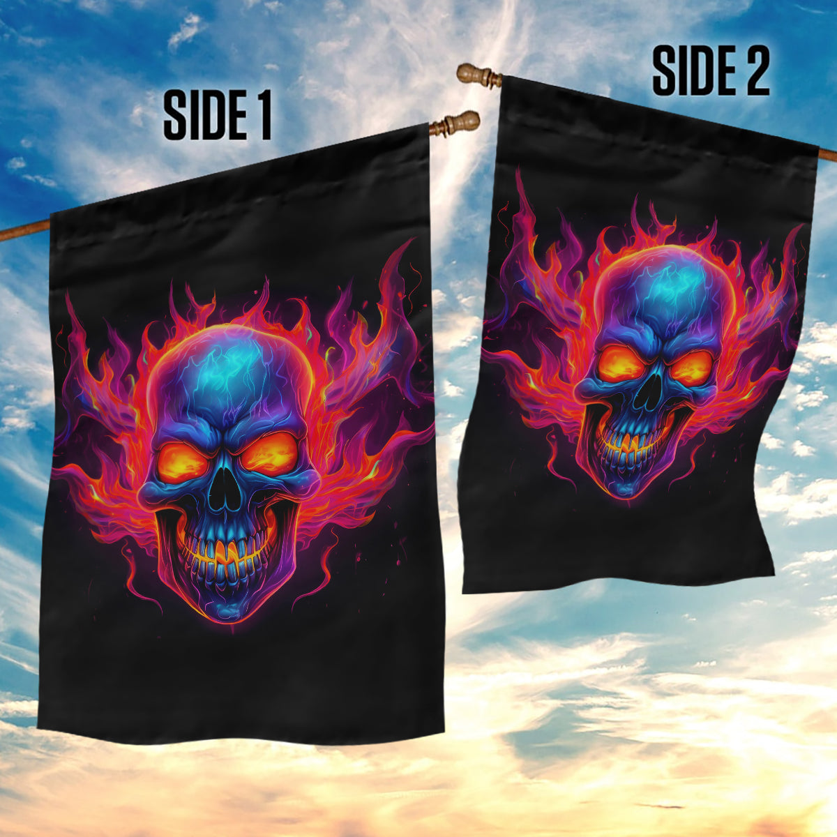 Skull Garden Flag Purple Skull Fire - Wonder Print Shop