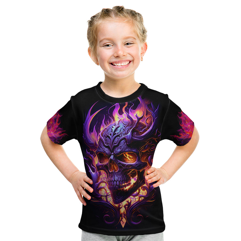 Skull Kid T Shirt Purple Skull Fire - Wonder Print Shop
