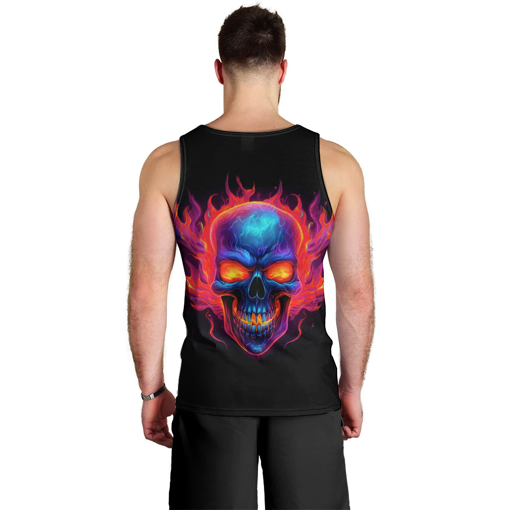 Skull Men Tank Top Purple Skull Fire DT01