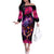 Skull Off The Shoulder Long Sleeve Dress Purple Skull Fire - Wonder Print Shop