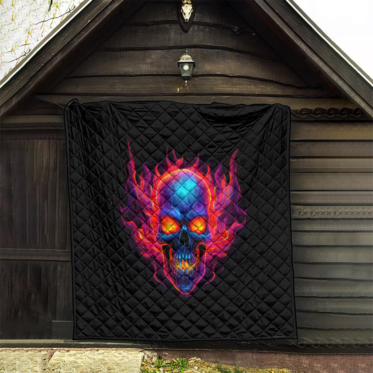 Skull Quilt Purple Skull Fire - Wonder Print Shop