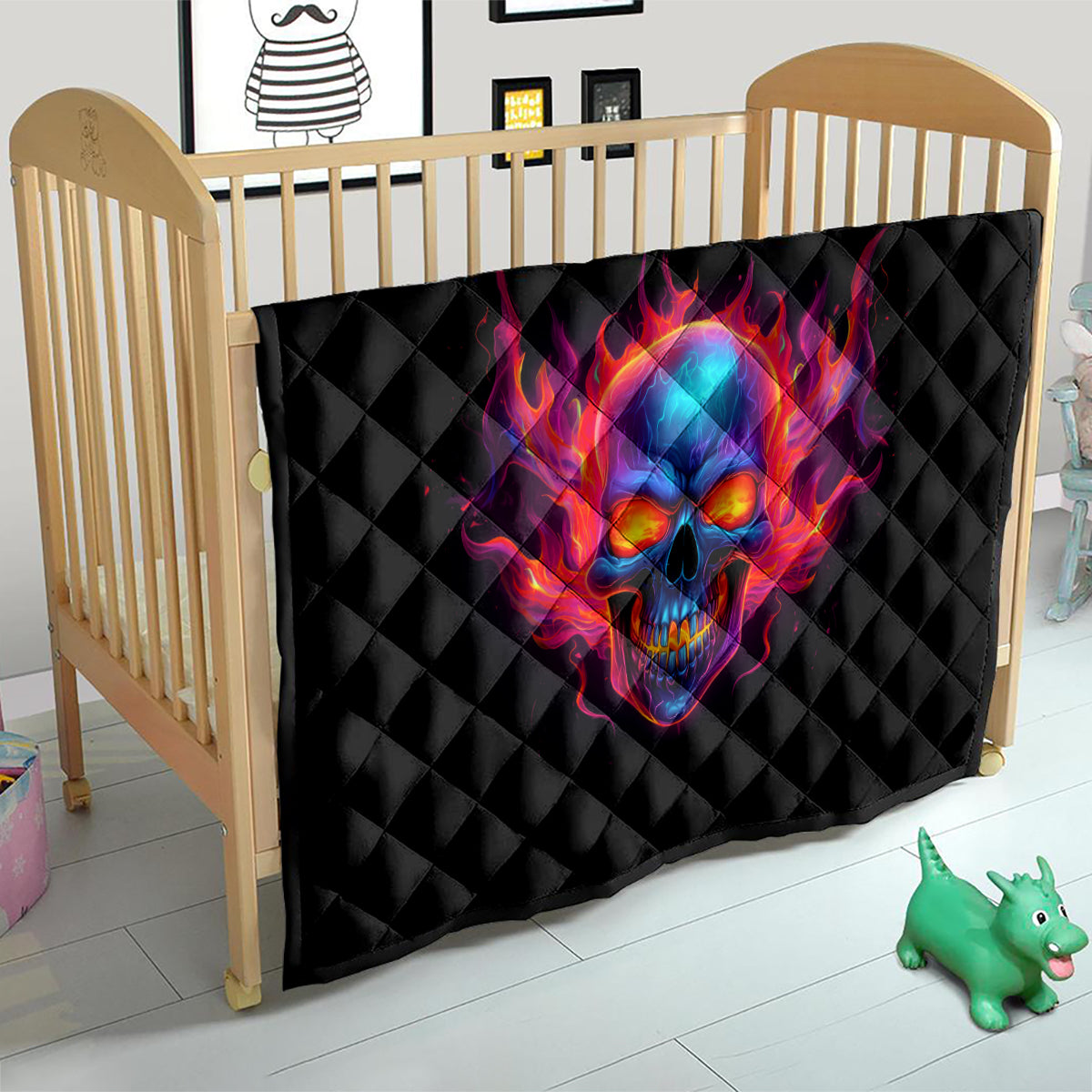 Skull Quilt Purple Skull Fire - Wonder Print Shop