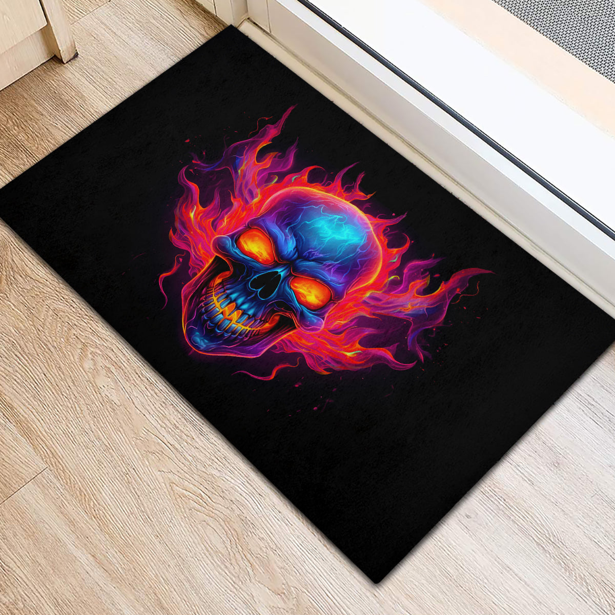 Skull Rubber Doormat Purple Skull Fire - Wonder Print Shop
