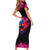Skull Short Sleeve Bodycon Dress Purple Skull Fire - Wonder Print Shop
