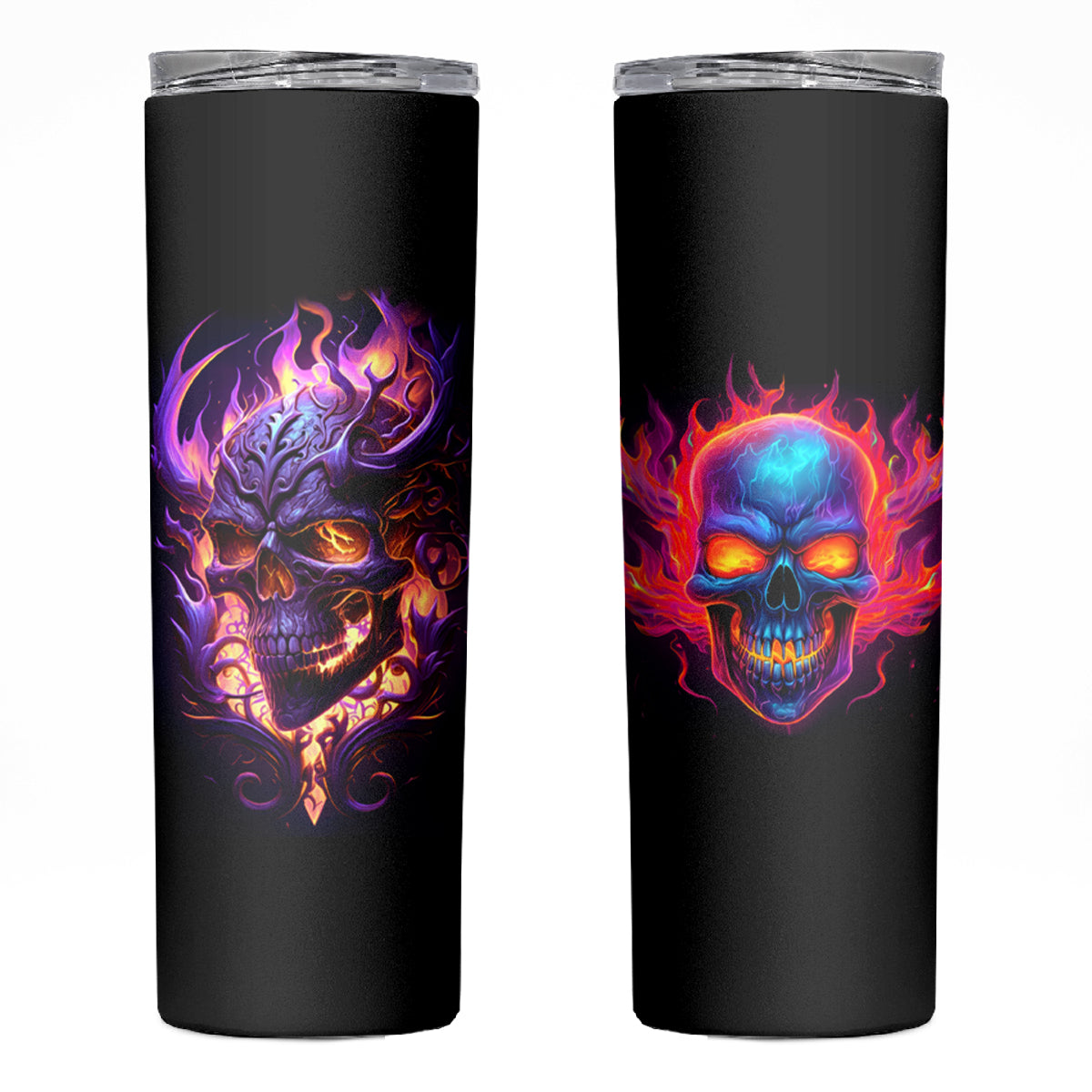 Skull Skinny Tumbler Purple Skull Fire - Wonder Print Shop