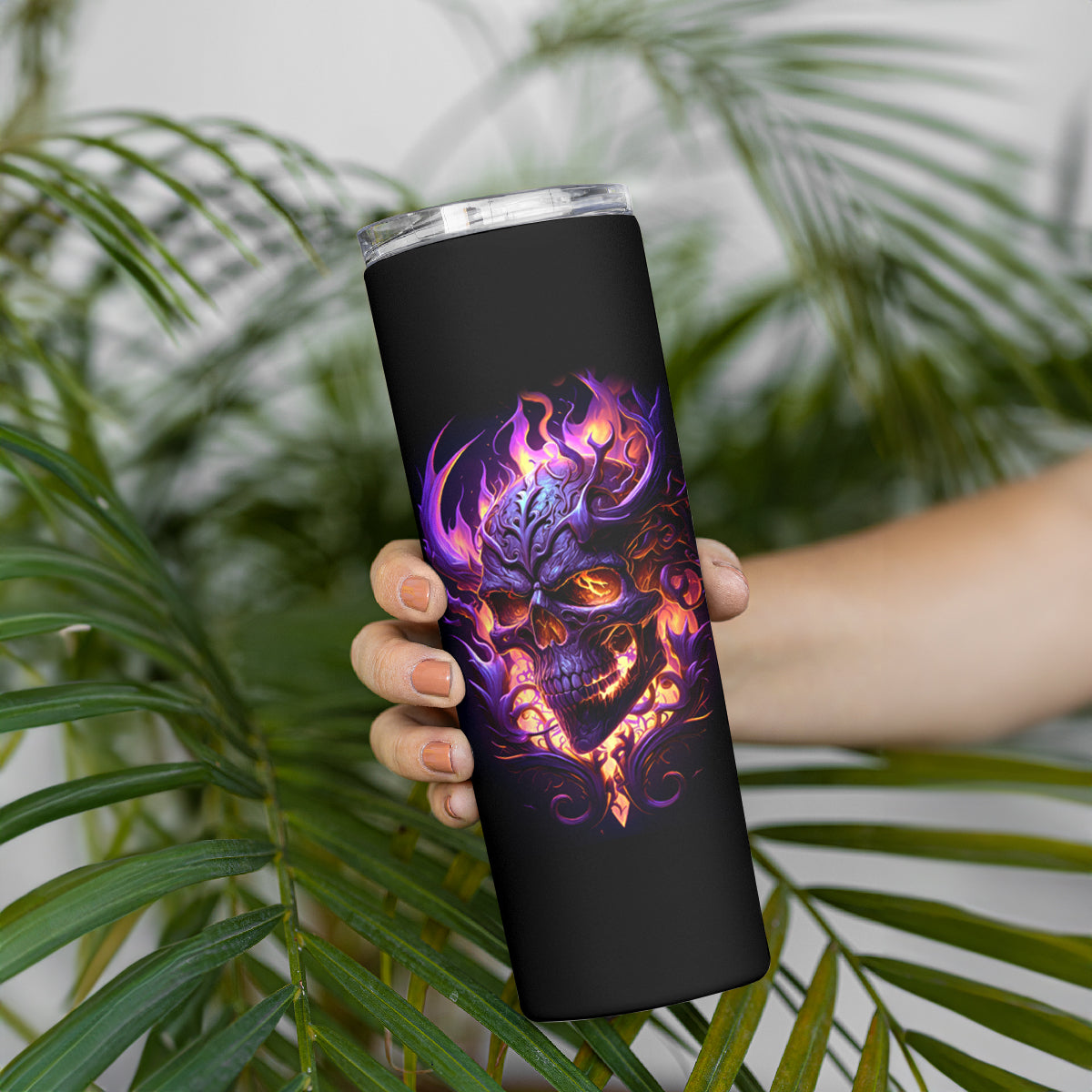 Skull Skinny Tumbler Purple Skull Fire - Wonder Print Shop