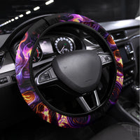Skull Steering Wheel Cover Purple Skull Fire - Wonder Print Shop