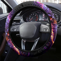Skull Steering Wheel Cover Purple Skull Fire - Wonder Print Shop