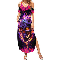 Skull Summer Maxi Dress Purple Skull Fire - Wonder Print Shop