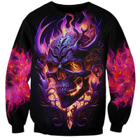 Skull Sweatshirt Purple Skull Fire - Wonder Print Shop